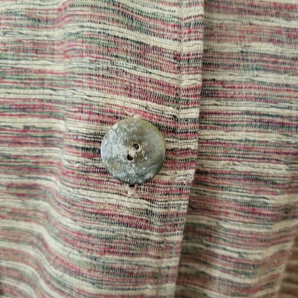 Vintage Chicos Striped Cotton & Linen Button Jacket shacket - Picture 6 of 7